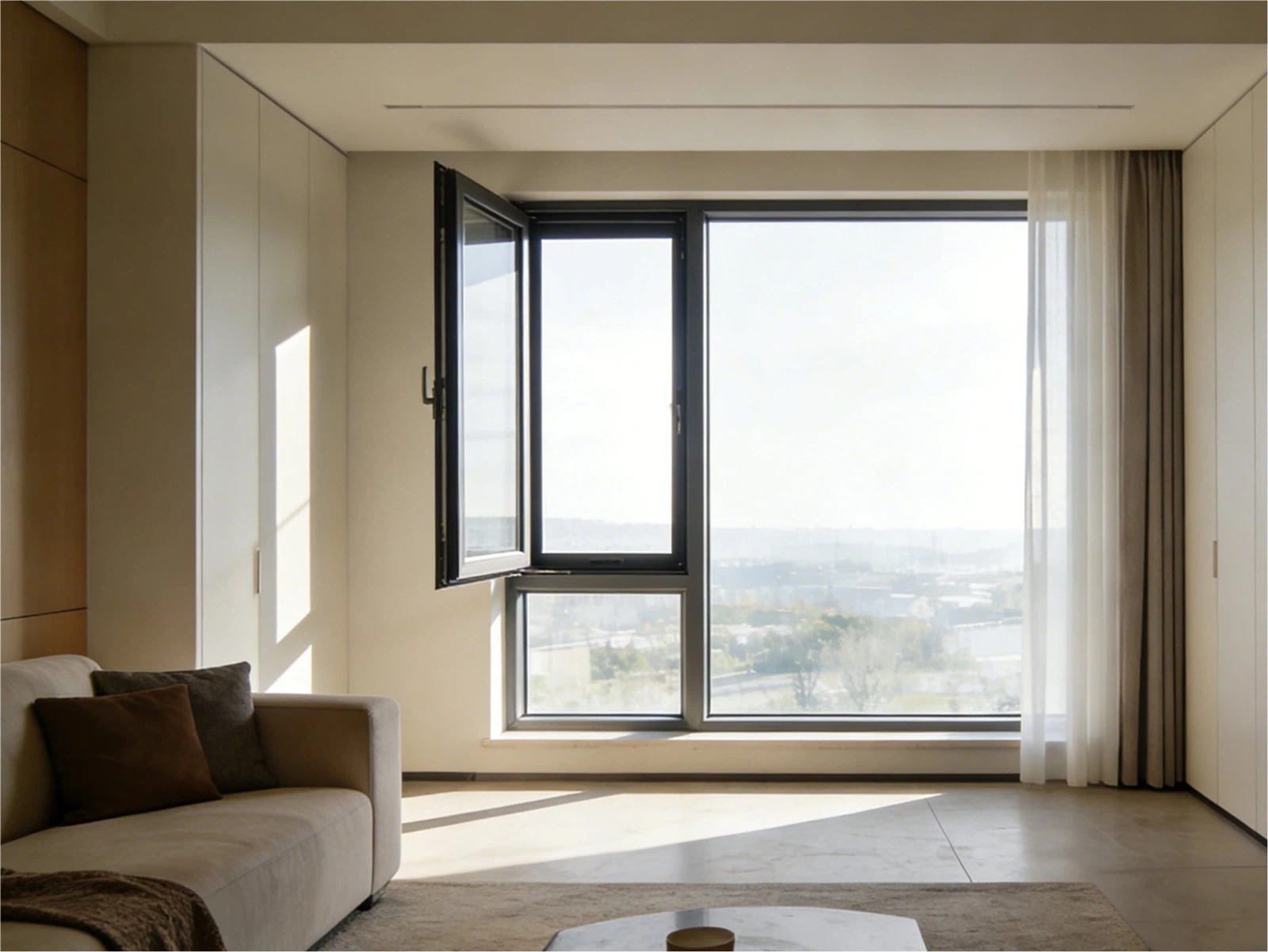 Window opening in a residential interior showing space efficiency and everyday use Window opening in a residential interior showing space efficiency and everyday use